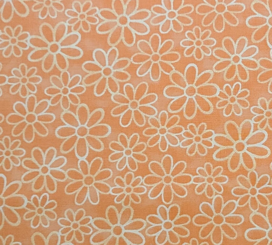 Fabric Traditions 2011 - Coral Tonal Fabric / Yellow Silhouette Flower Print