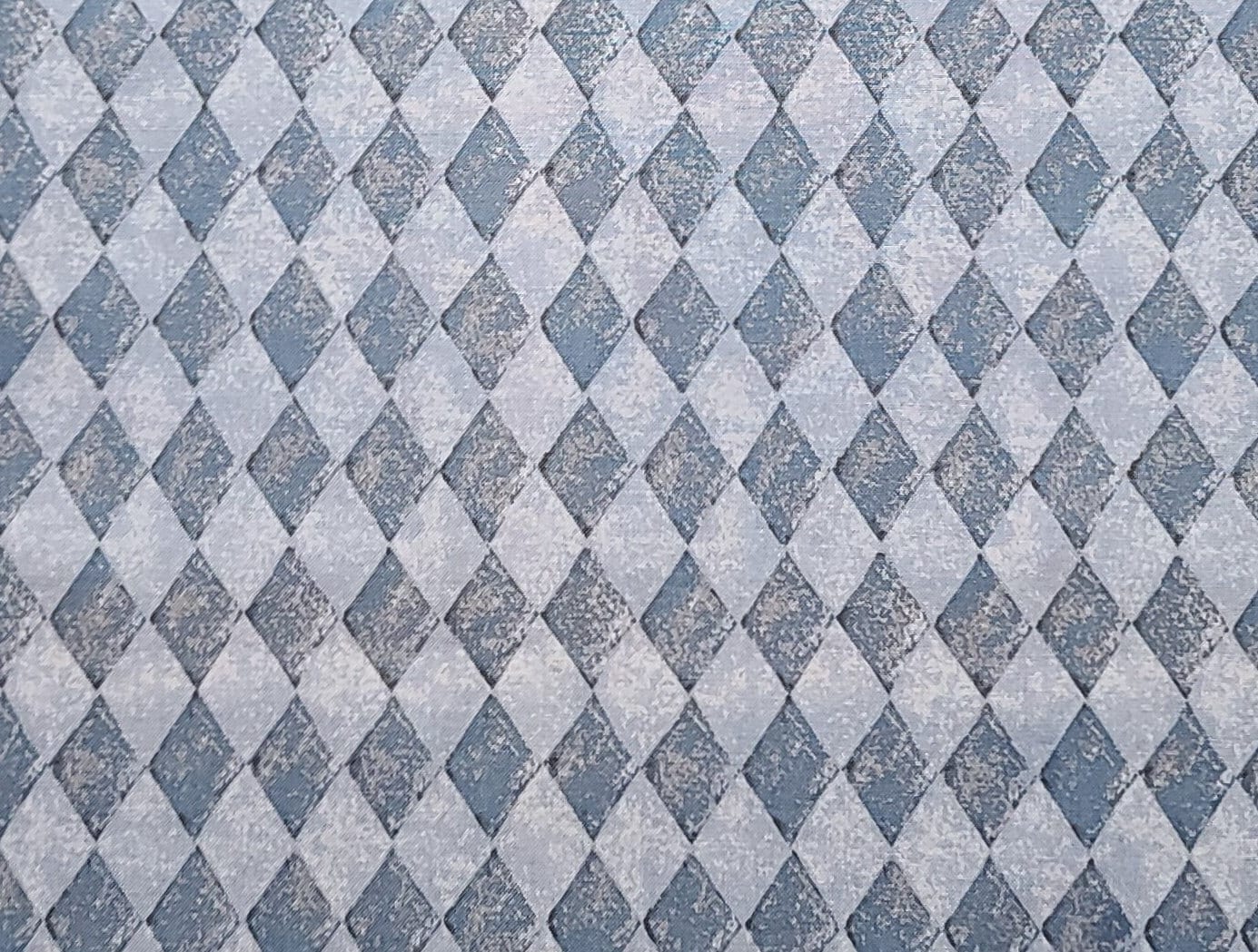 CP40325 Blue Rooster Diamond Susan Winget - Medium and Light Denim Blue Tonal Diamond Print Fabric