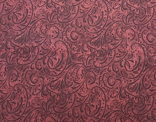 CP40310 Little Robin Scroll Texture Susan Winget - Dark Wine Tonal Fabric / Scroll Pattern