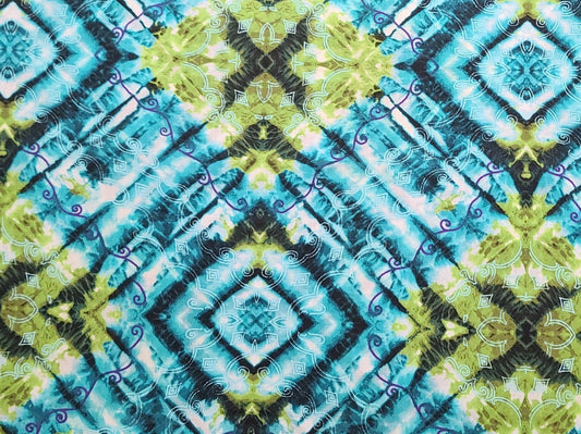 VIP by Cranston 2010 Cranston Printworks Co - White, Black, Turquoise and Chartreuse Fabric / Purple Scroll