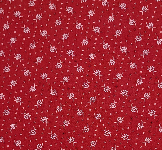 Redwork Bluework Revival 2009 RJR Fabrics - Dark Red Fabric / White Dot and Flower Print