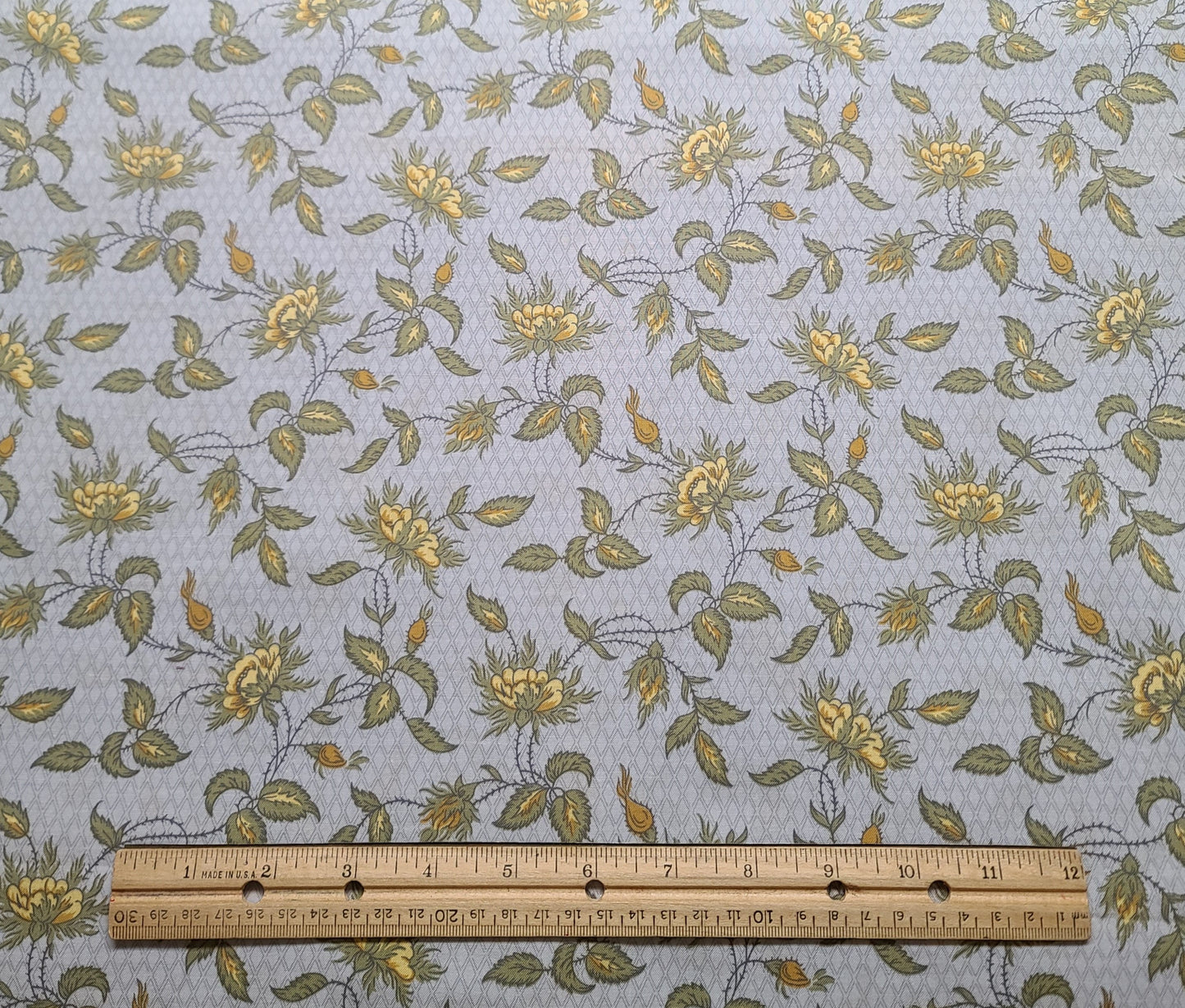 Summer at Aunt Jane's by RJR Fashion Fabrics - Pale Blue, Gray Fabric / Tonal Diamond Plaid Background