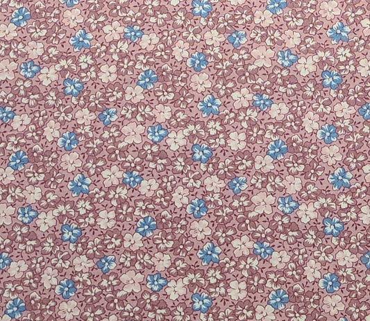 Fabric Traditions 1991 - Light Rose Fabric / Light Mauve, Blue and White Flower Print