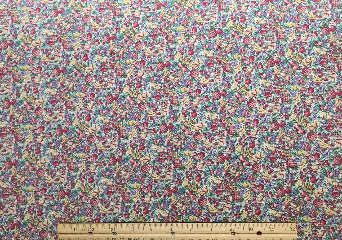 EOB - Soft White Fabric / Pink, Lavender and Green Vintage Flower Print