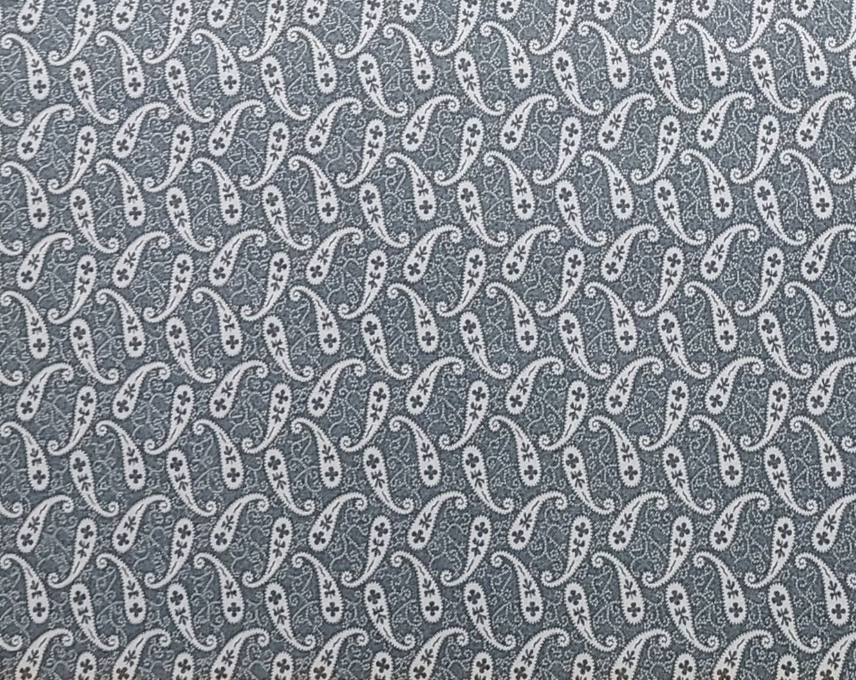 Marcus Bros Textiles Inc - Slate Blue Fabric / Pale Slate Blue Paisley and Micro Dot Print