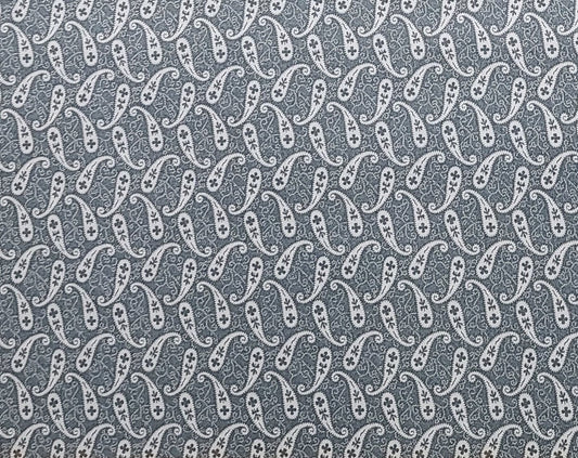 Marcus Bros Textiles Inc - Slate Blue Fabric / Pale Slate Blue Paisley and Micro Dot Print