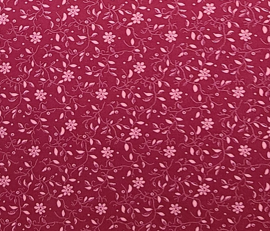 Harmony Collection Designed by Jennifer Sampou P&B Textiles - Wine Colored Fabric / Pale Pink Flower and Vine Print