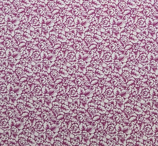 EOB - Peter Pan Fabrics Inc - White Fabric / Magenta Silhouette Flower Print