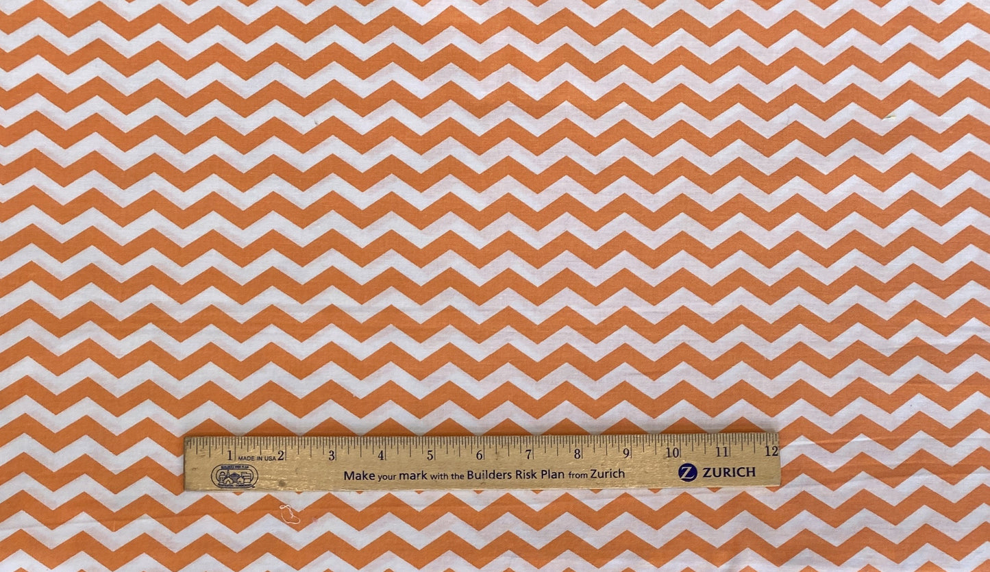 JoAnn Fabrics - Orange Sherbet and White Chevron Print Fabric