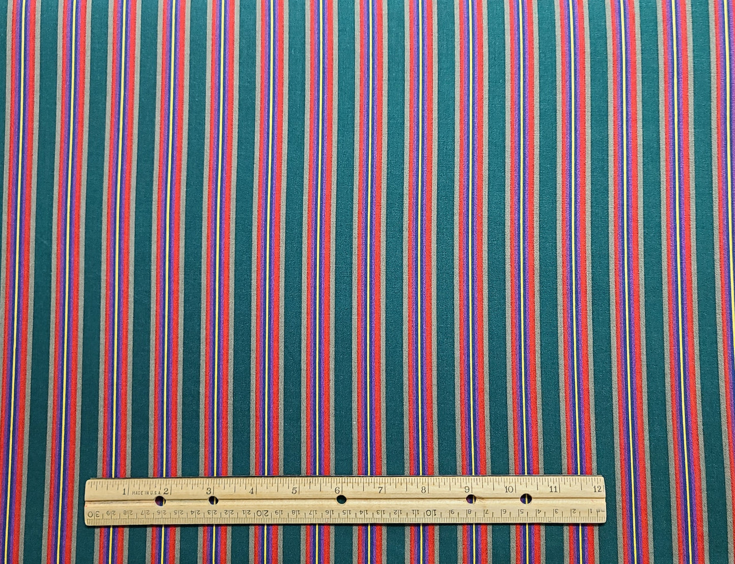 Cone Mills 60" WIDE Fabric - Vertical Stripe (Parallel to Selvage) Stripe Fabric - Red, Green, Purple, Gold