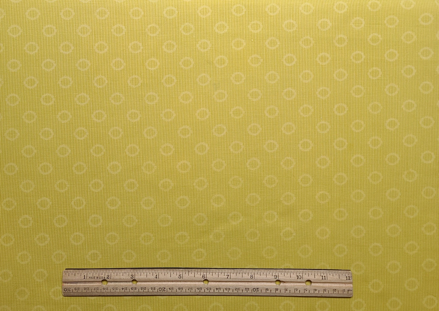 EOB - Peter Pan Fabrics - Gold and Yellow Vertical Stripe (Parallel to Selvage) Tonal Stripe and Circle Print