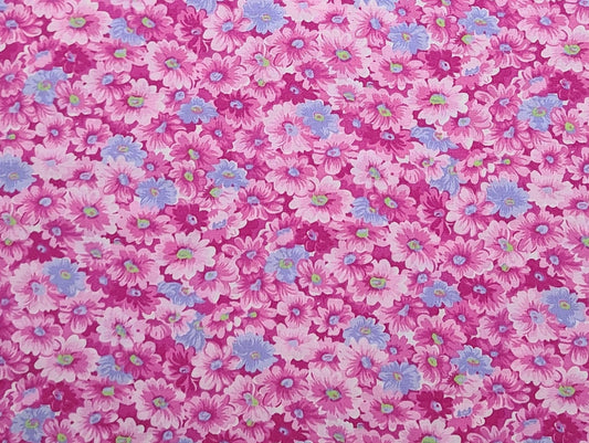 Fabric Traditions 2004 - Raspberry, White, Pink and Light Blue Flower Print Fabric