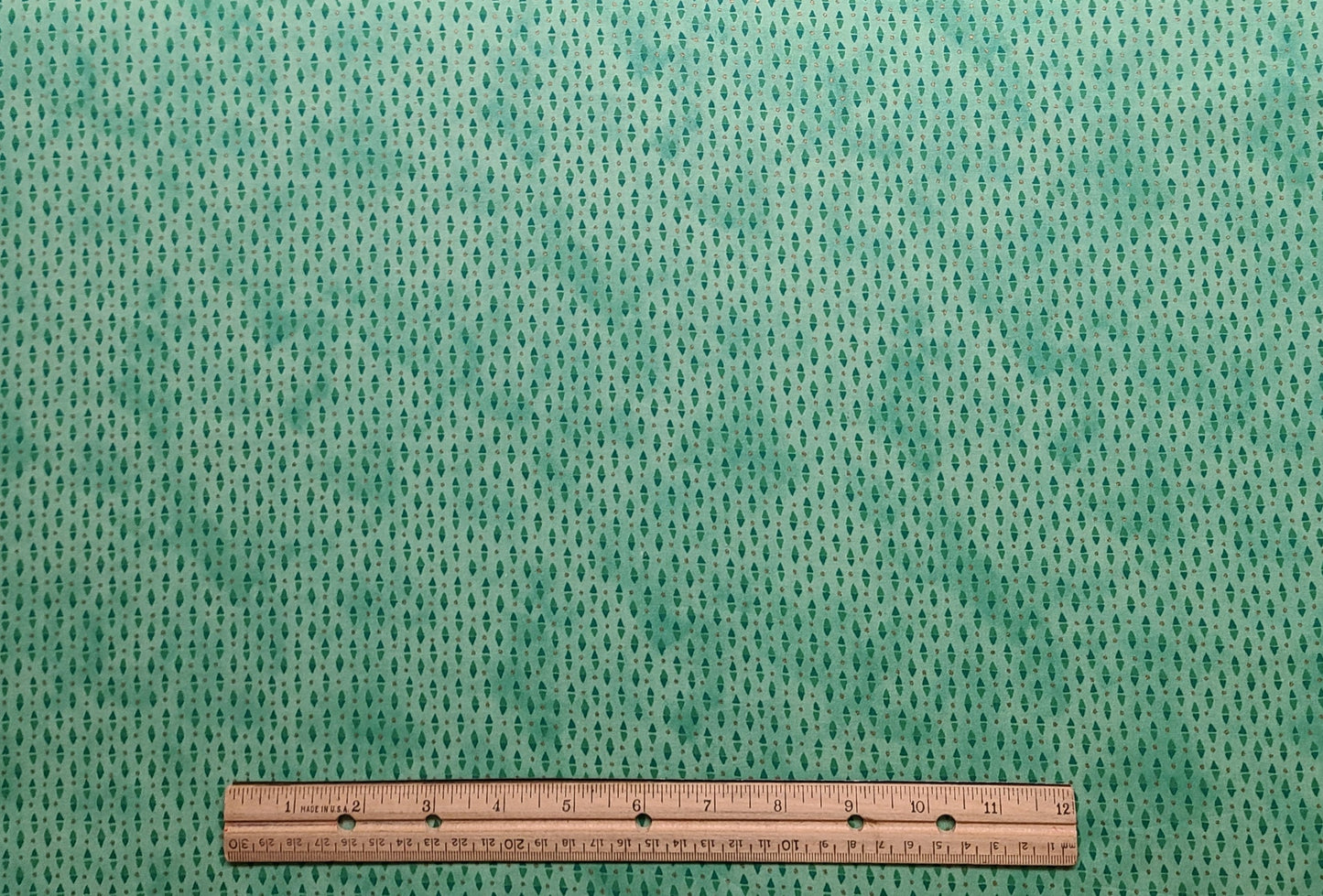 EOB - Classic Cottons 2002 - Pale Green Tonal Fabric / Green Tonal Pattern / Gold Metallic Pindot