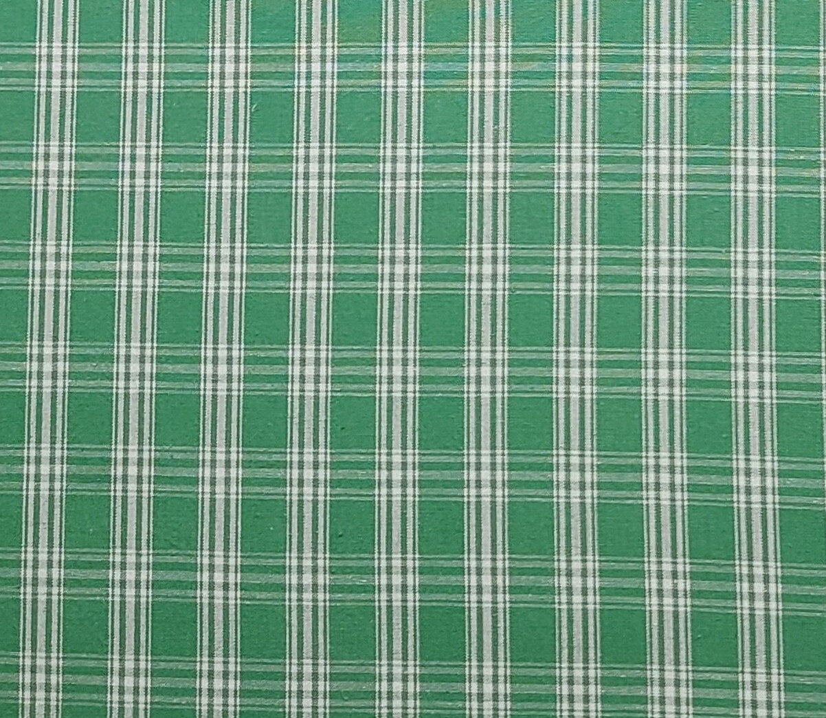 Bright Green and White Plaid 60" WIDE Fabric - Selvage to Selvage Print