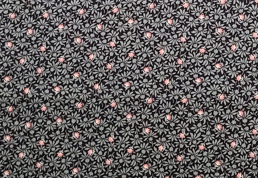 Springs Industries Inc - Plum Fabric / Pink and Gray Flower Print