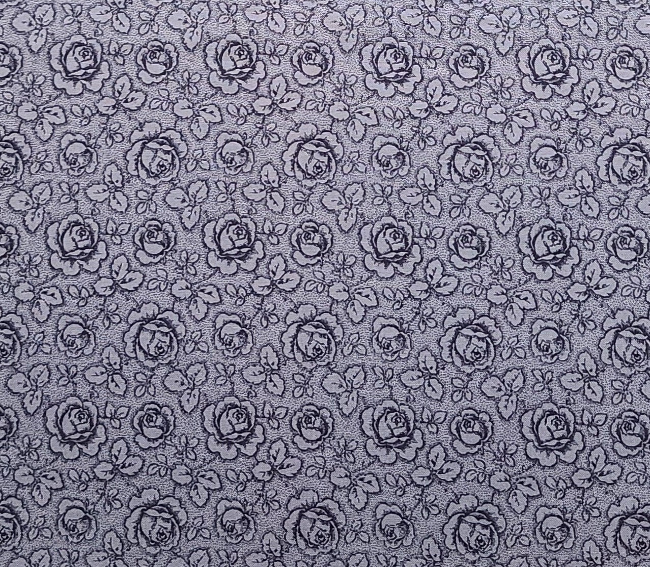 VIP Print by Joan Messmore Cranston Print Works - Light Purple Fabric / Dark Purple Silhouette Rose and Leaf Print