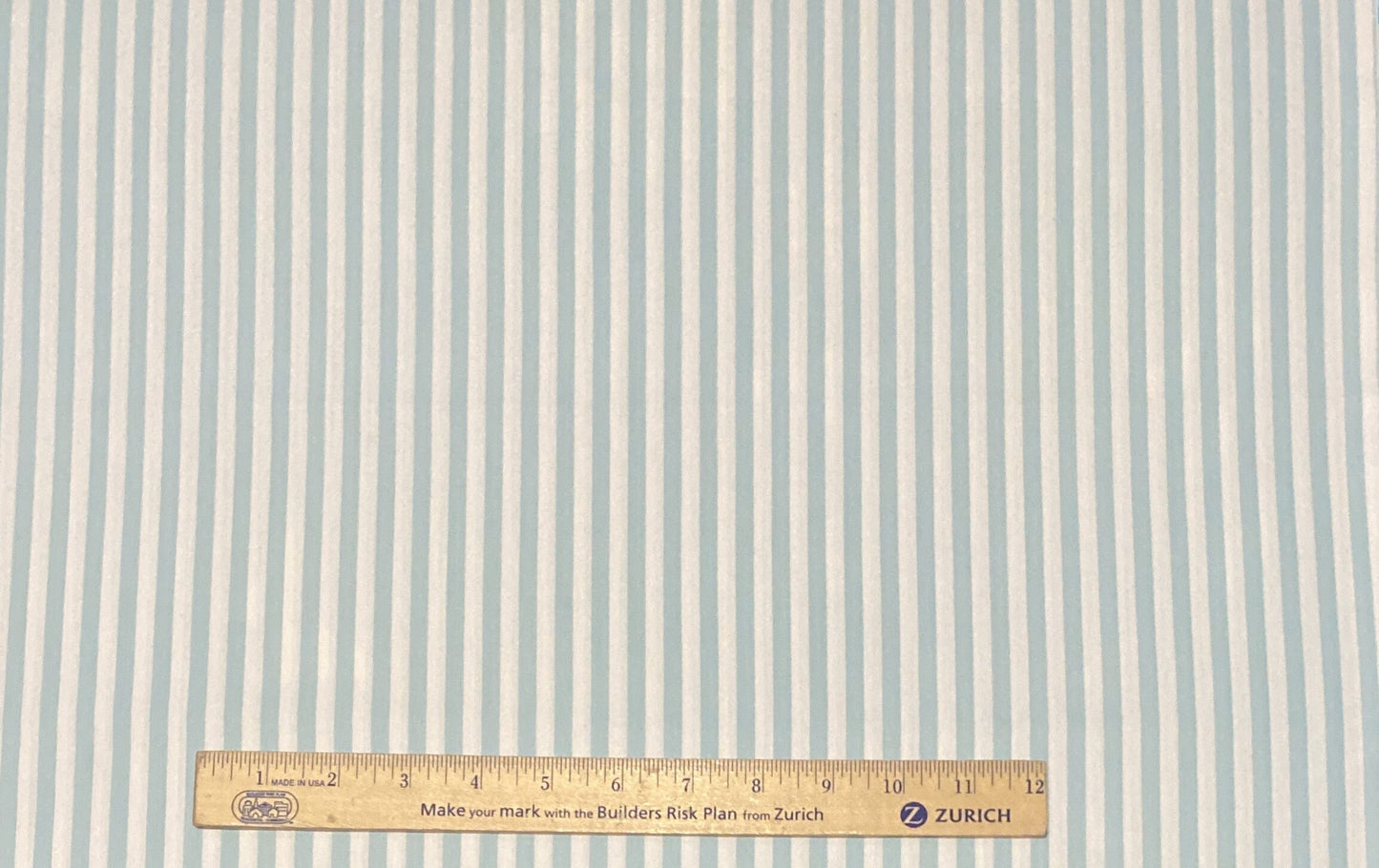 EOB - Soft White Fabric / Light Aqua Vertical (Parallel to Selvage) Stripe Fabric - Selvage to Selvage Print