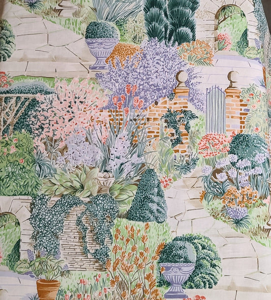 The Jardin Collection by Fabri-Quilt Inc - Vintage Vertical (Parallel to Selvage) Garden Scene Fabric