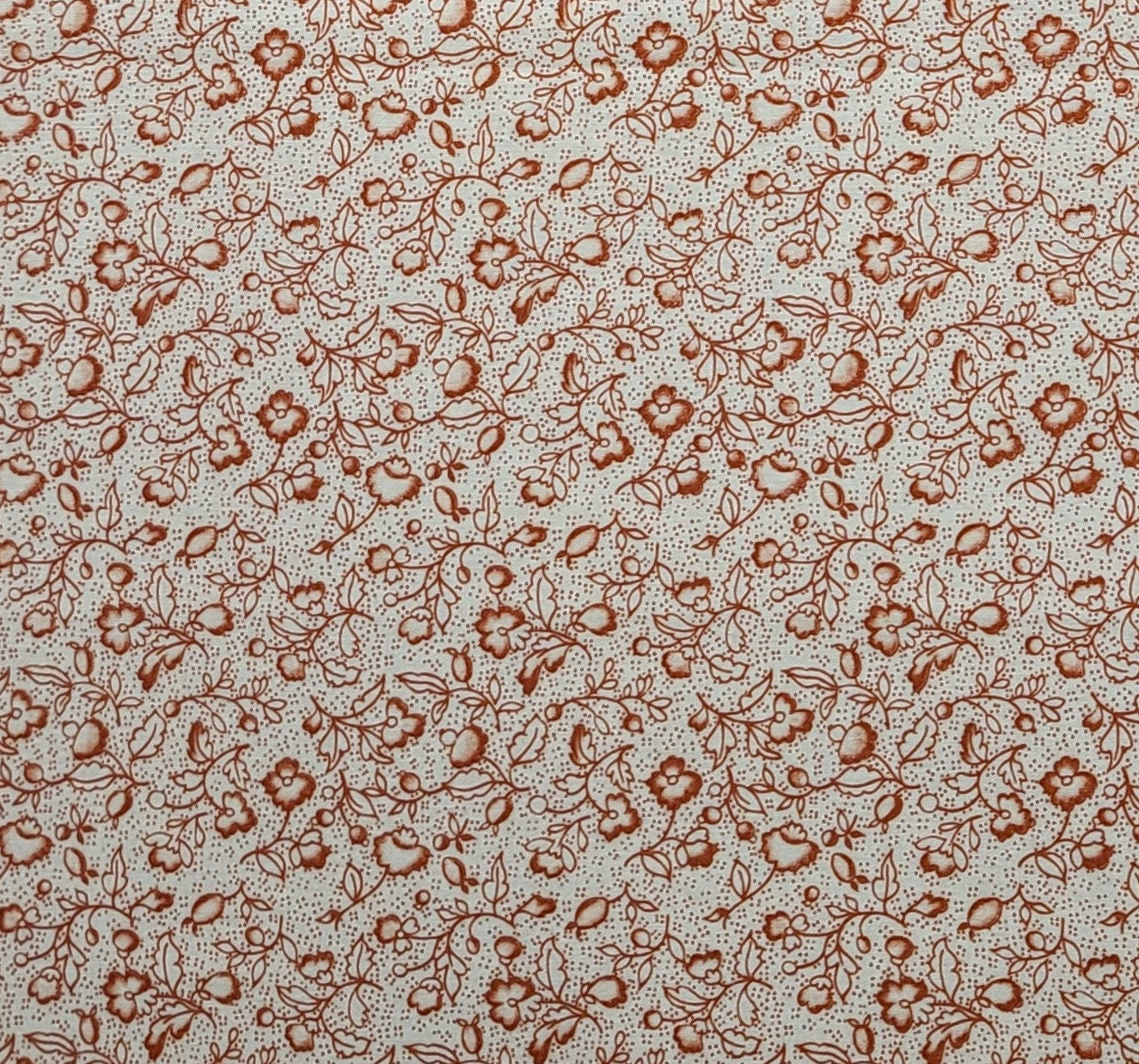 Soft White Fabric / Red Silhouette Flower and Pin Dot Reproduction Sty ...