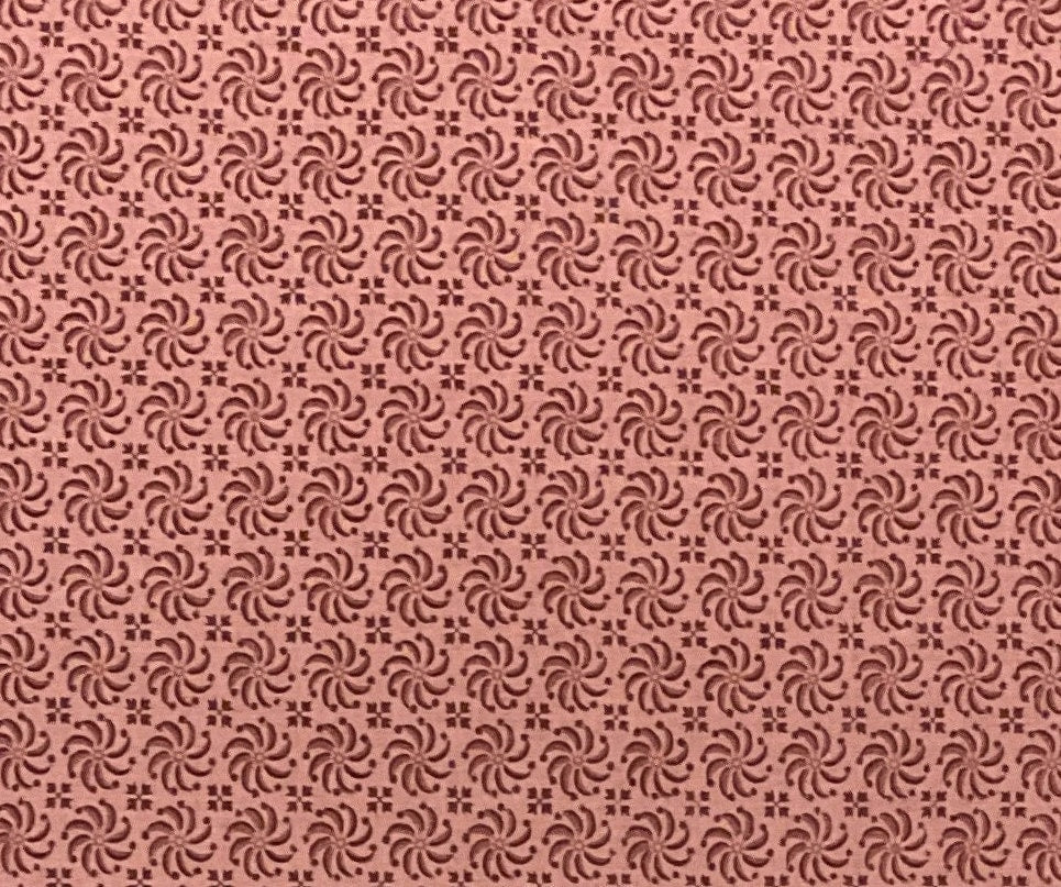 Dark Pink Fabric / Maroon and Dark Pink Swirl Pattern - Selvage to Selvage Print