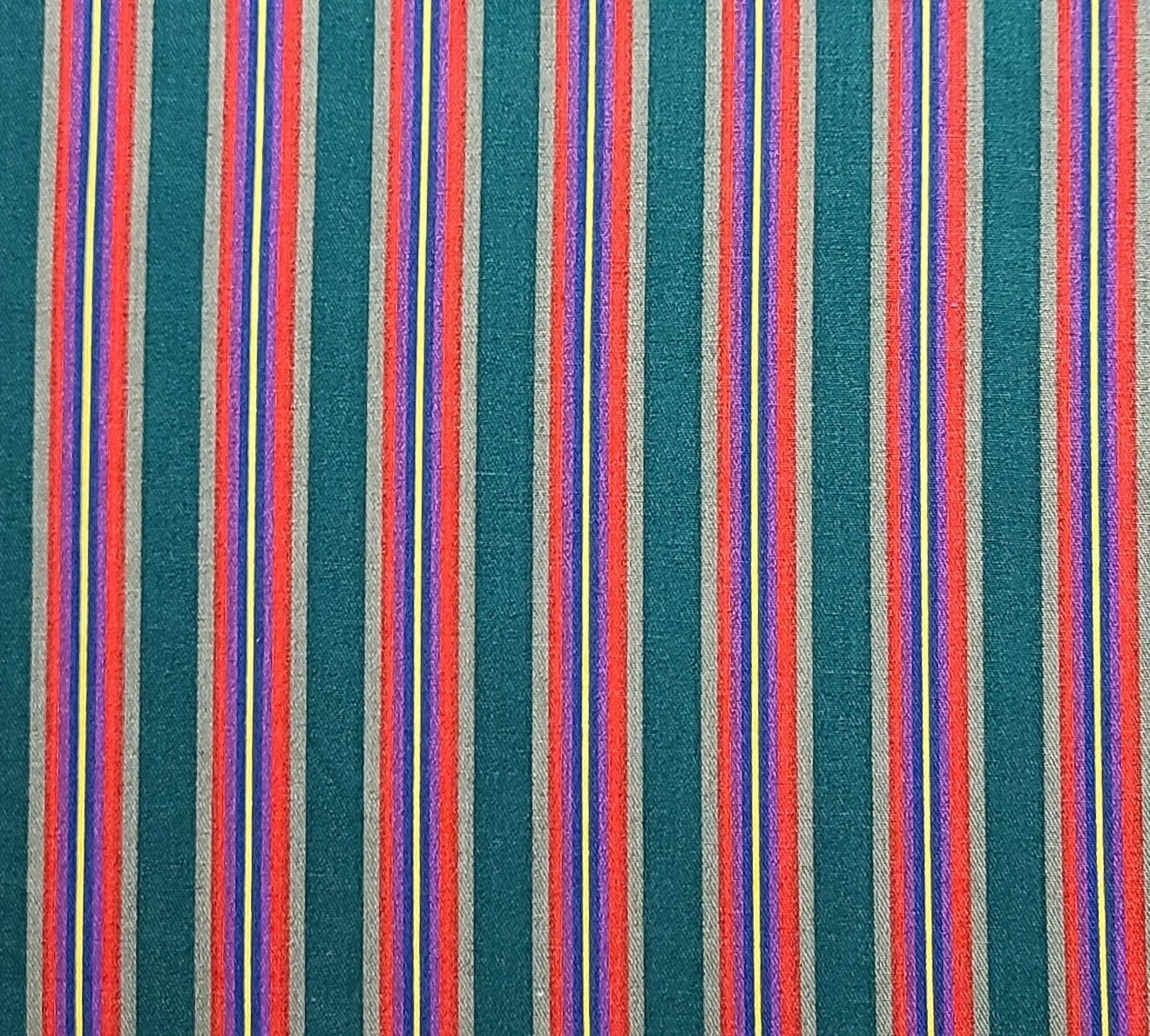 Cone Mills 60" WIDE Fabric - Vertical Stripe (Parallel to Selvage) Stripe Fabric - Red, Green, Purple, Gold