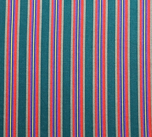 Cone Mills 60" WIDE Fabric - Vertical Stripe (Parallel to Selvage) Stripe Fabric - Red, Green, Purple, Gold