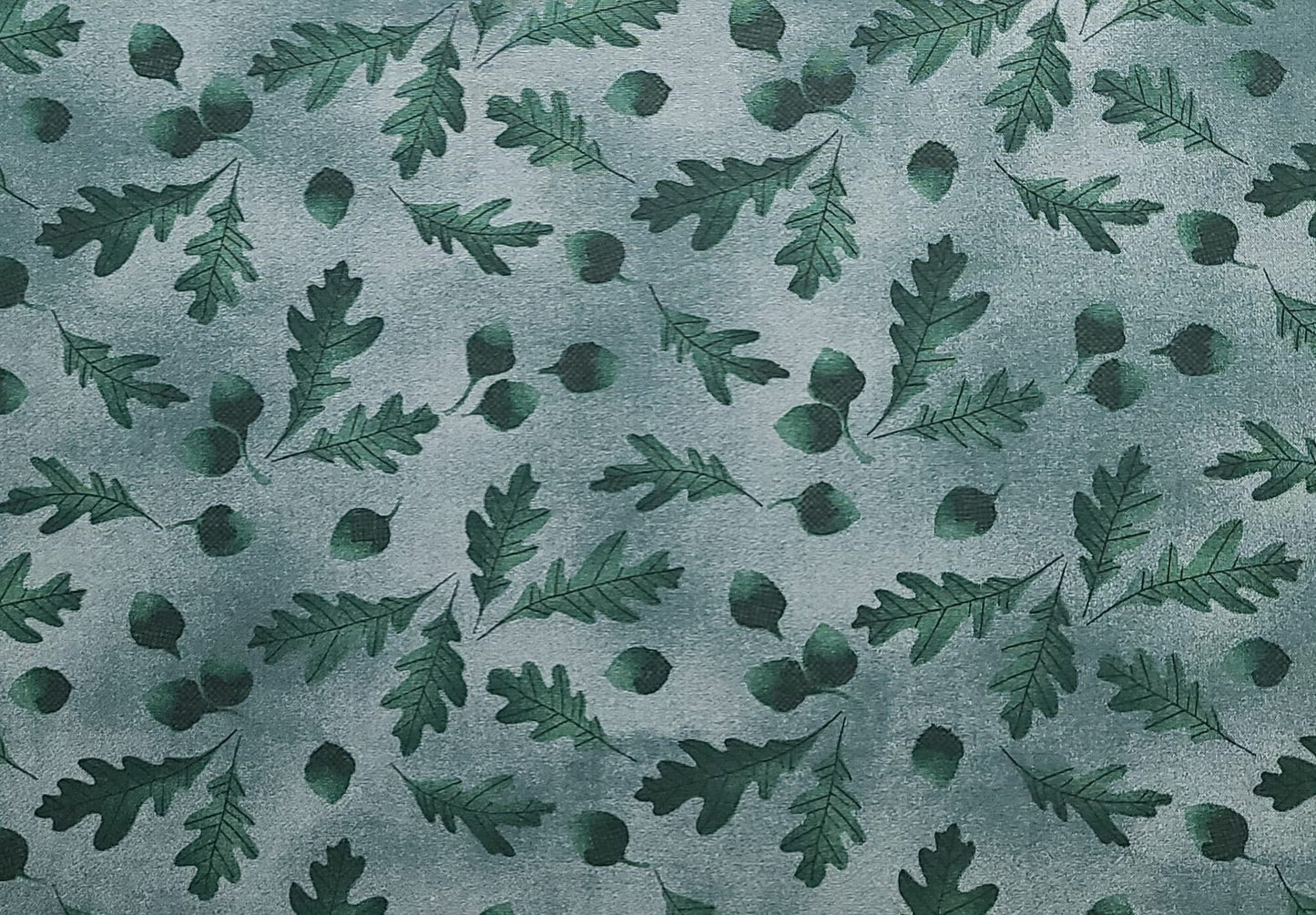 1999 Blank Textiles Inc - Forest Green Tonal Oak Leaf and Acorn Print Fabric