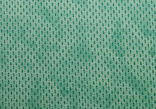 EOB - Classic Cottons 2002 - Pale Green Tonal Fabric / Green Tonal Pattern / Gold Metallic Pindot