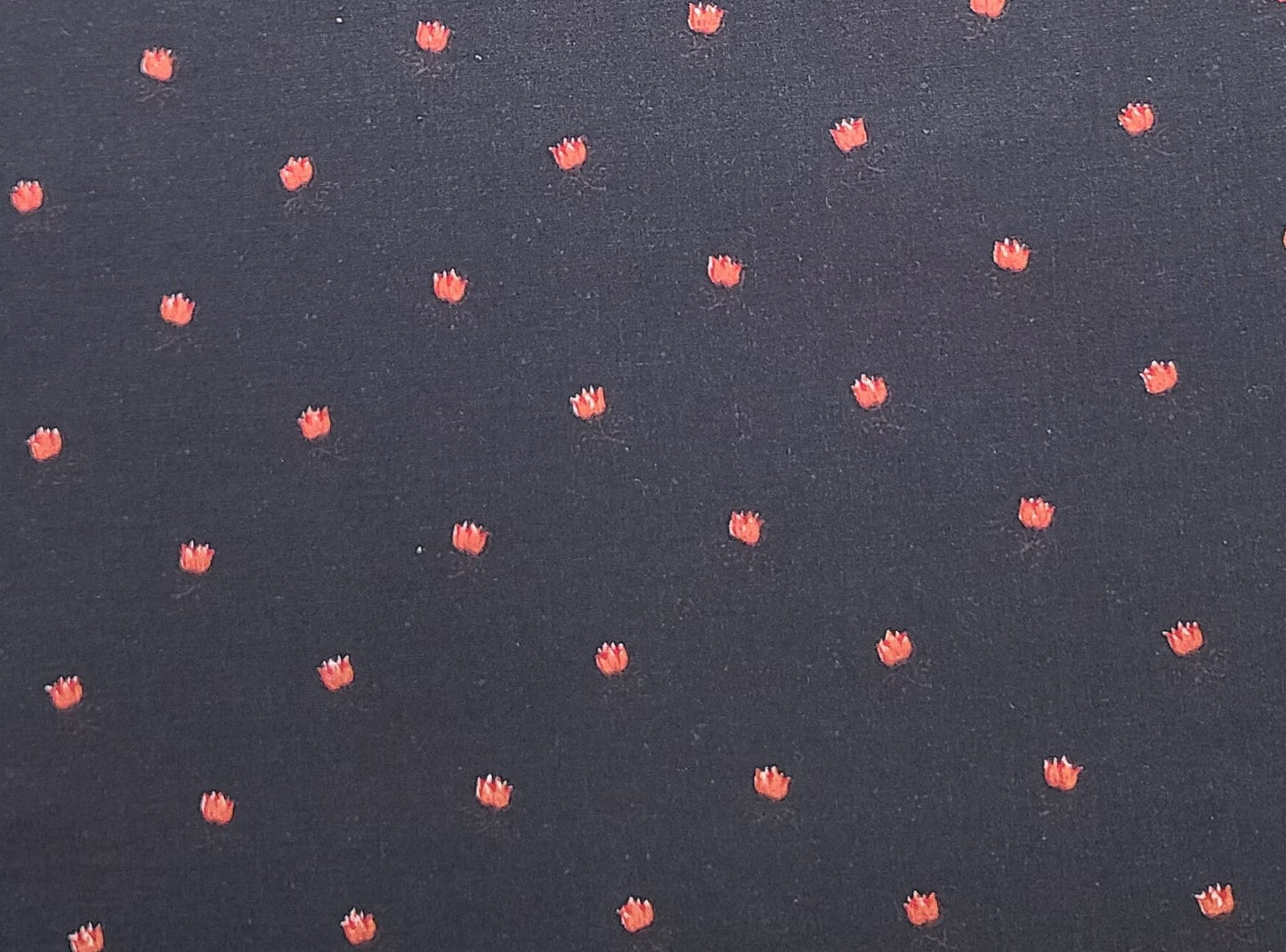 EOB - Black Fabric / Red and Pink Flower Print - Selvage to Selvage Print
