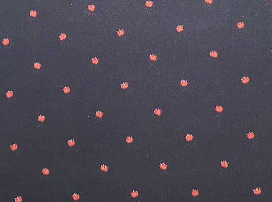 EOB - Black Fabric / Red and Pink Flower Print - Selvage to Selvage Print