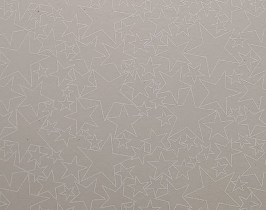 Oatmeal Colored Fabric / White Star Outline Print - Selvage to Selvage Print