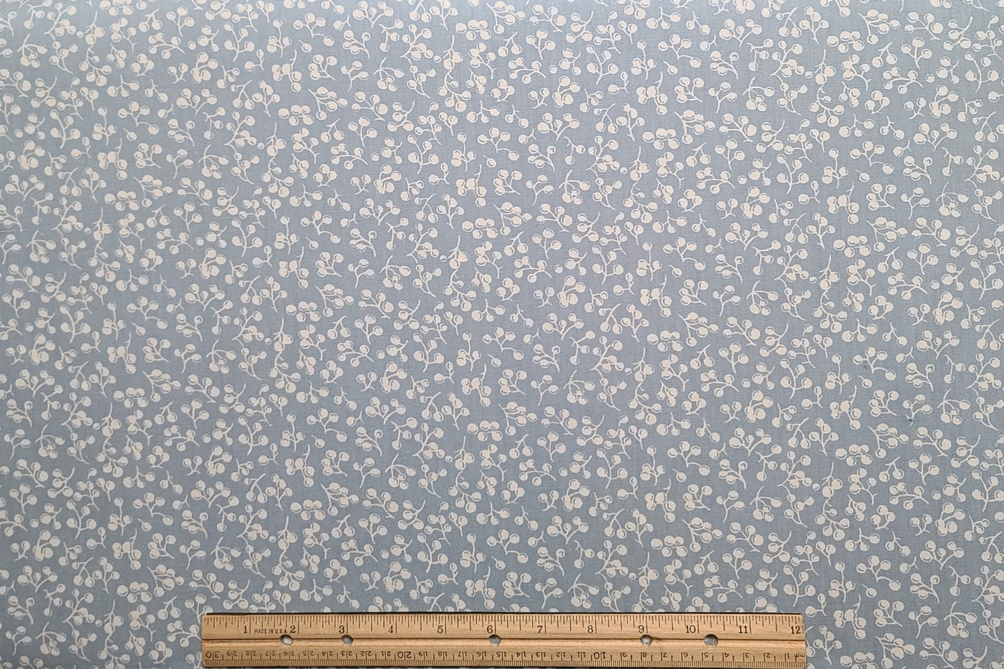 Light Blue Fabric / White Berry Print - Selvage to Selvage Print