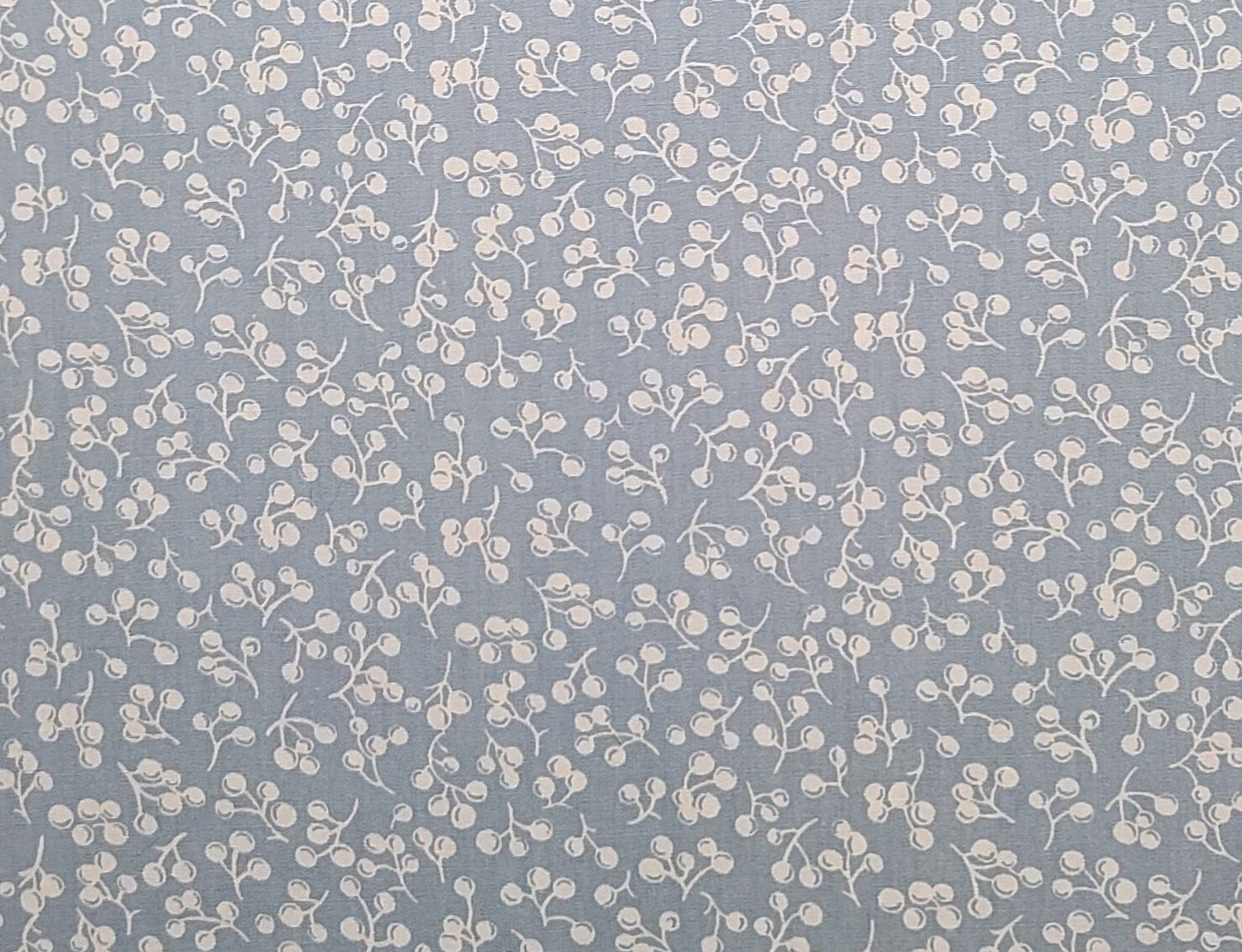 Light Blue Fabric / White Berry Print - Selvage to Selvage Print