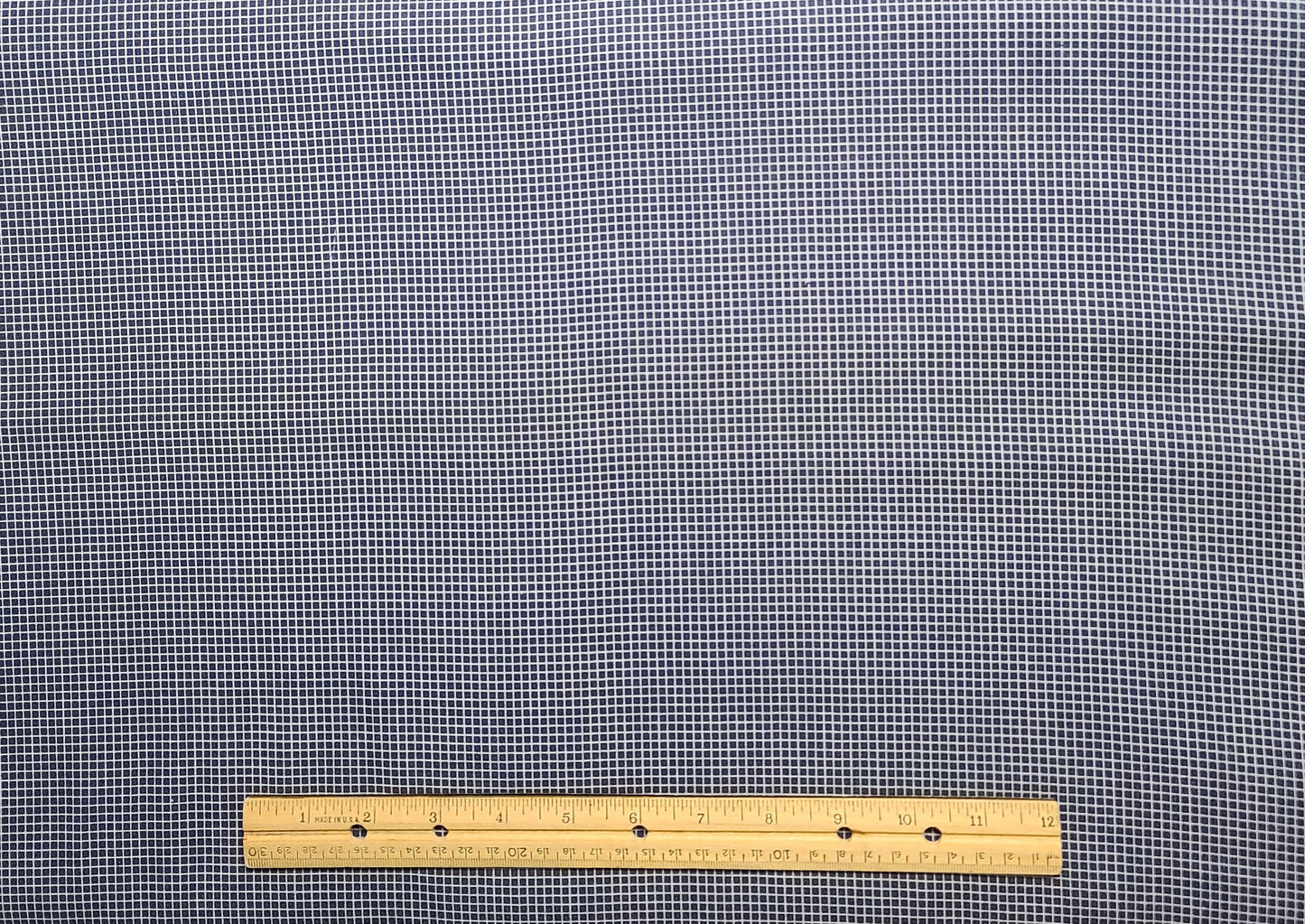 White Fabric / Blue Mini Squares - Selvage to Selvage Print