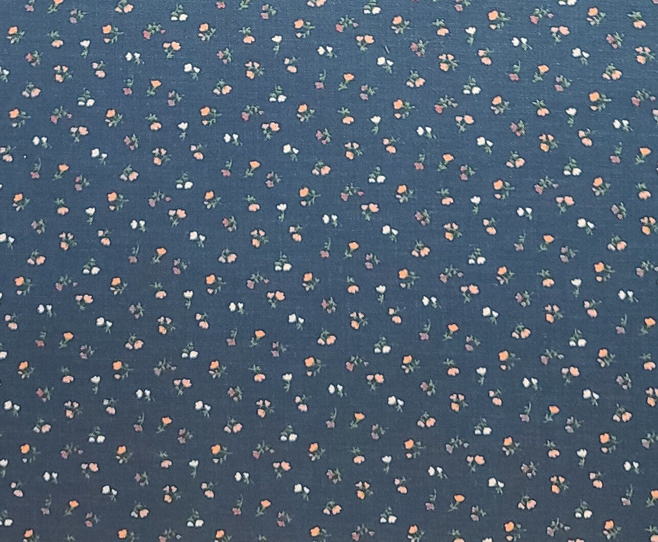 Peter Pan Fabrics Inc - Navy Fabric / Pink and White Tiny Flower Print