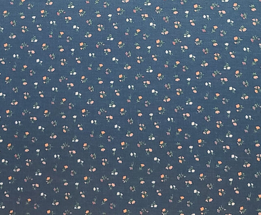 Peter Pan Fabrics Inc - Navy Fabric / Pink and White Tiny Flower Print