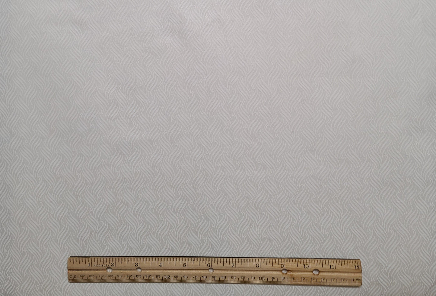 Springs Industries Inc - White Tone-on-Tone Wave Pattern Fabric