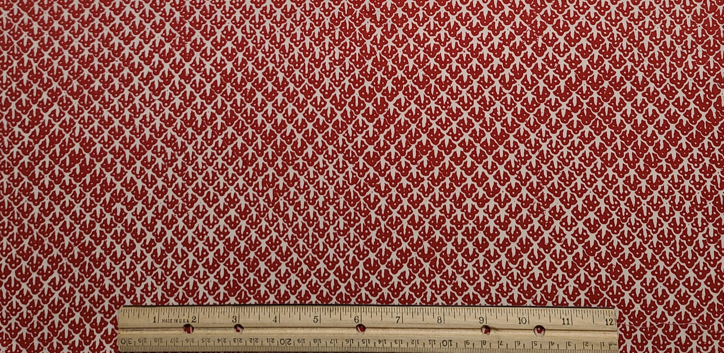 EOB - Oatmeal Colored Fabric / Dark Red Print