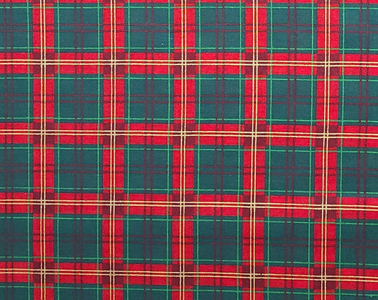 VIP Print - Joan Messmore Cranston Print Works Co - Red, Green, Metallic Gold Plaid Block Print