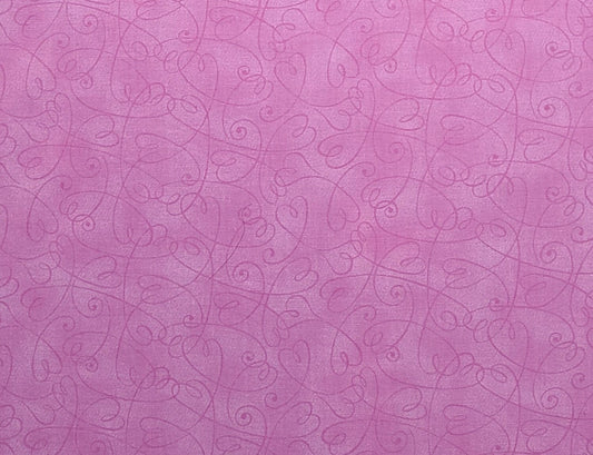 Pink Tonal Fabric / Pink Heart and Scroll Print - Selvage to Selvage Print