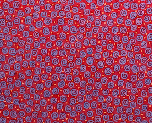 Alphabet Clowns by Free Spirit - Red Fabric / Blue Swirl and Orange Dot Print