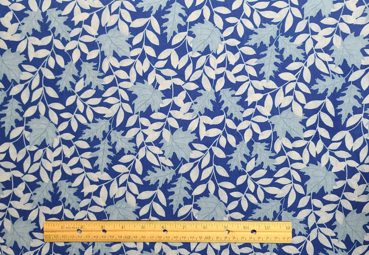 Fabric Traditions 2001 - Dark Blue Fabric / Light Blue Tonal Leaf Print