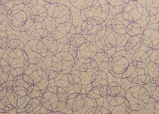 Mary Ellen Hopkins Collection for SSI - Peach Fabric / Purple Spirograph Style Spheres