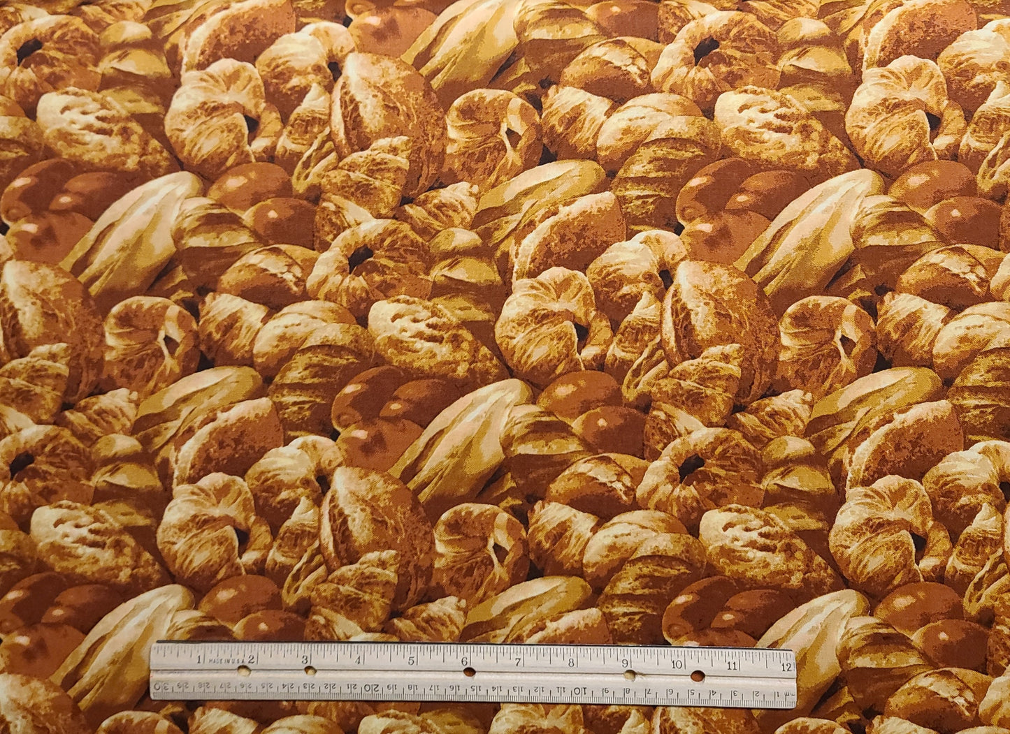 Kyle's Marketplace III by RJR Fabrics 2005 - Brown, Rust, Tan, Cream Various Bread Loaf Print Fabric