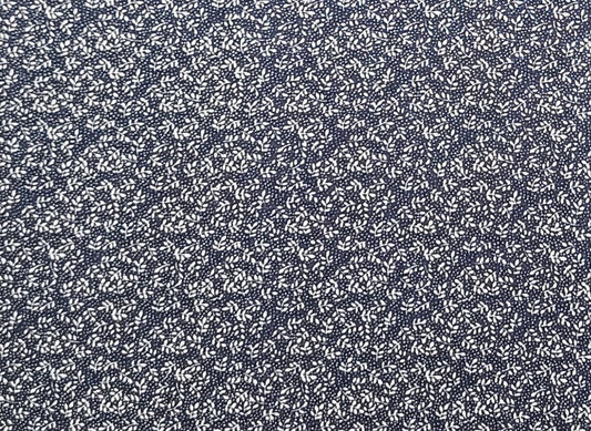 Dark Blue Fabric / White Micro Dot and Leaf Pattern - Selvage to Selvage Print