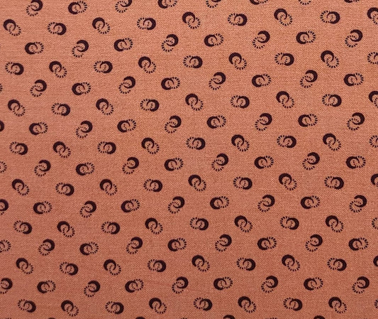 Moda By Linda Brannock And Jan Patek - Dark Coral Fabric / Dark Brown Reproduction-Style Half-Moon Design