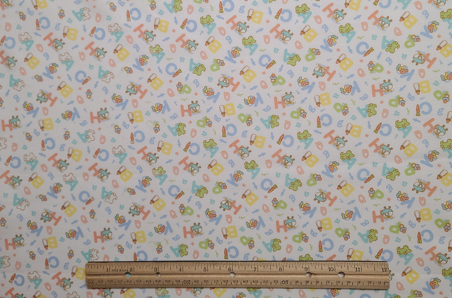 White Fabric / Pastel Alphabet and Nursery Print