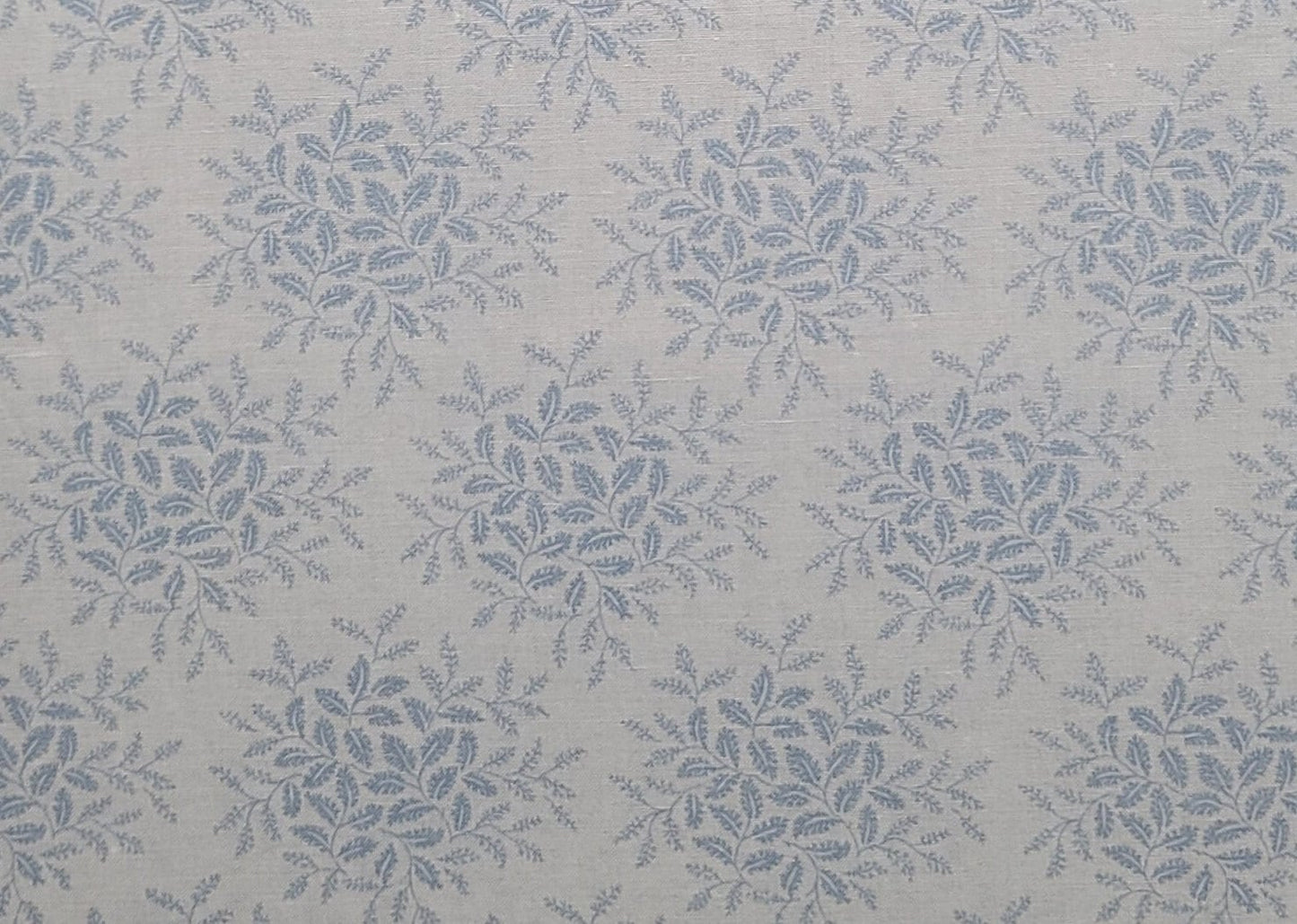 Pale Blue Fabric / Light Blue Leaf Print - Selvage to Selvage Print