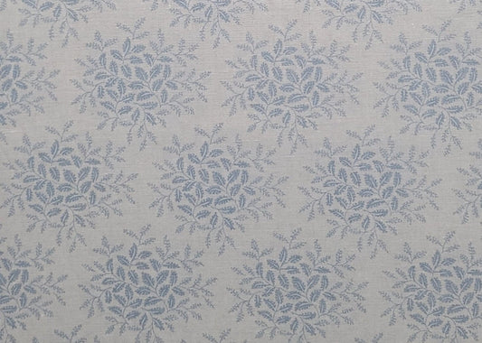 Pale Blue Fabric / Light Blue Leaf Print - Selvage to Selvage Print