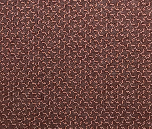 3's Company by Thimbleberries 2009 RJR Fabrics - Dark Brown Fabric / Dusty Pink Ribbon Pattern